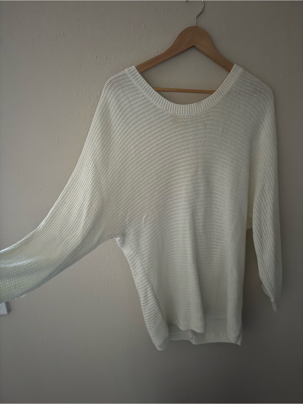 VENUS Cream Open-Knit Crewneck Sweater